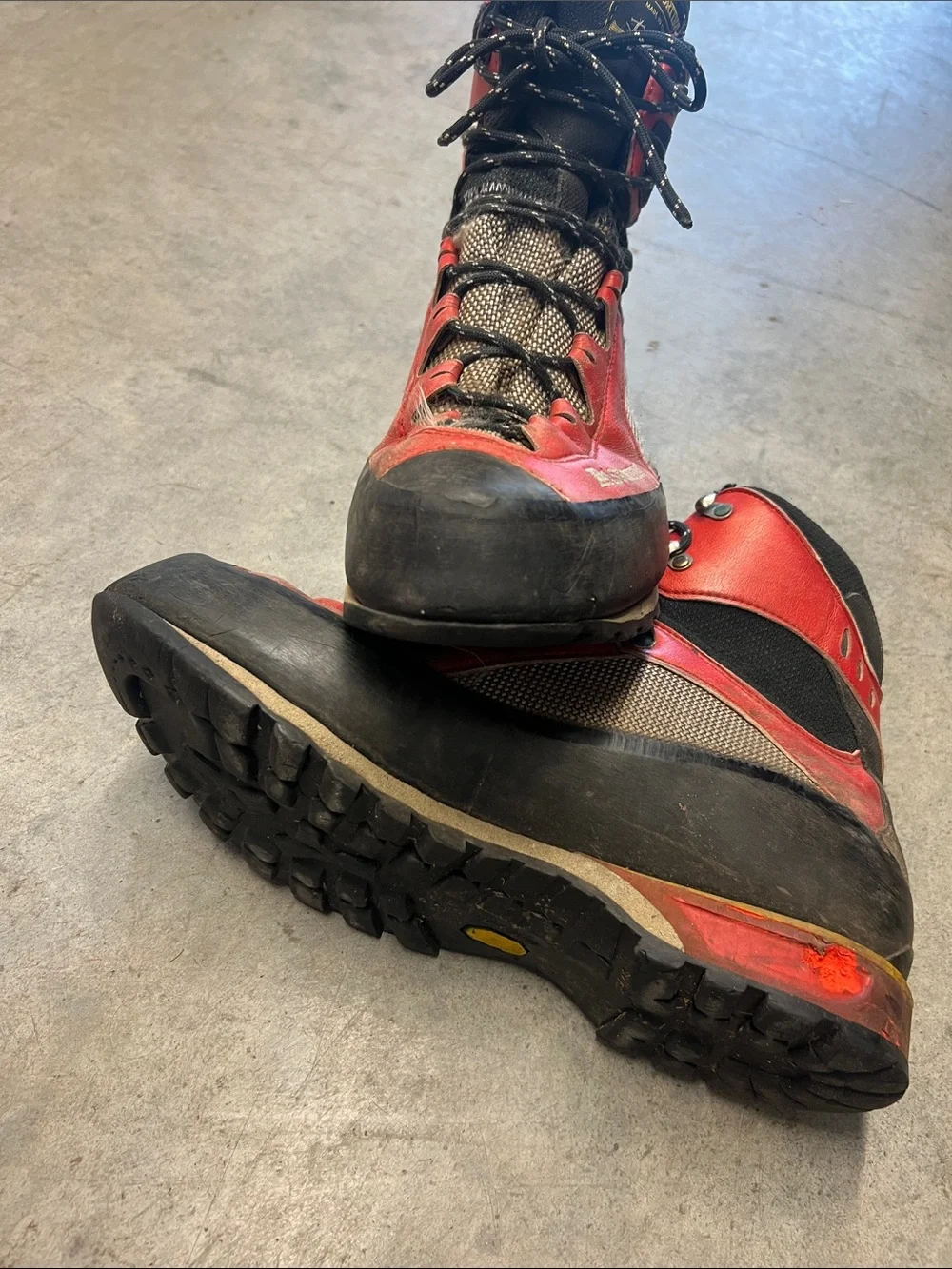 La Sportiva Red and Black Mountaineering Boots
